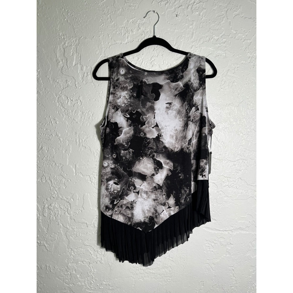 Simply Vera Vera Wang Womens PXL Petite Abstract Print Pleated Hem Tank Top NEW‎